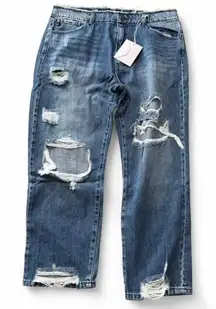 Kancan Distressed High Rise Straight Leg Jeans