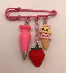 Handmade Charmed Safety Pin Icing Strawberry Ice Cream