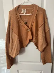 Free People orange/tan Cardigan Sweater