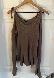 cold shoulder knit sweater with bell sleeves size small