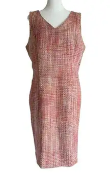 Talbots Boucle Tweed Sheath Dress Career Sleeveless Lined Pinks Gray NWT Size 16