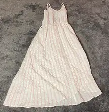 Moon River Striped Light Pink & White Classy Maxi Dress ( S )