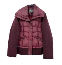 Sam Edelman size XL purple‎ jacket coat mixed media puffer and wool zip up