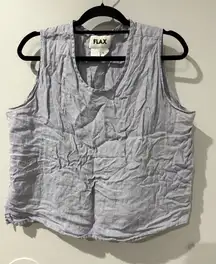 FLAX Light Blue linen‎ tank top size L Lagenlook Beach Boxy Lightweight F