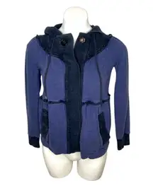 Vintage MARC JACOBS Blue Hoodie Peplum Snap Coat Jacket XS