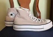 Light Brown High-Top Platform Converse