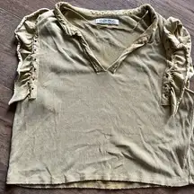 Free People  yellow acid wash cotton ribbed top size small