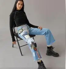 BDG jeans patchwork raw hem size 24 urban outfitters NEW crochet