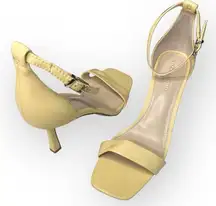 Enella Yellow Leather Slingback Heels Size 8M Ankle Strap Sandals