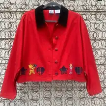 Disney  Store vintage red wool jacket Pooh Piglet