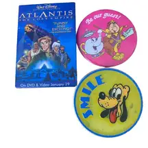 Disney Vintage  Pins Buttons Pinbacks Atlantis Pluto Beauty and the Beast