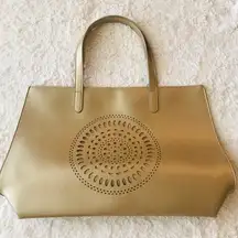 Neiman Marcus Large Gold Mandala Cut Out Tote Bag