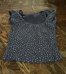 navy brandy melville floral shirt