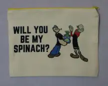 Will You Be By Spinach Popeyes Yellow Zipper Canvas Pouch Handmade Makeup Bag