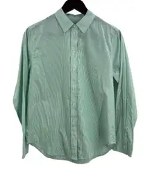 Everlane Green Striped Button Front Long Sleeve Lightweight Cotton‎ Shirt Size 2
