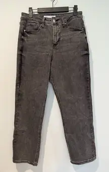 Slim Straight Jeans Womens 28" Black High Rise 'Vintage Stretch' 90s Minimalist