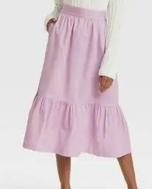 A New Day cotton poplin ruffle tiered midi skirt purple M