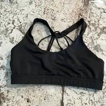 Icyzone Women's Sports Bra Small Strappy Wireless Workout Activewear Black Yoga