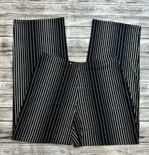 Alfani Women's Black White Stretchy Striped Wide Leg Pull On Pants M Med Medium