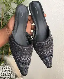 Vintage  Romantic Coquette classy Purple mules kitten heels pumps sequins & beading-genuine leather