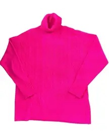 Charter Club Cashmere Very Pink Cable Knit Turtleneck M 100% Cashmere Cozy Soft