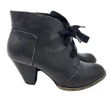 Forever 21 Black Patchwork Stitching Block Heel Round Toe Ankle Booties Size 7