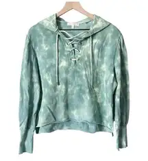 LoveShackFancy Bevan Hoodie Celadon Hand Dyed 100% Cotton Size Small