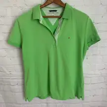 Tommy Hilfiger lime green short sleeve piqué knit polo shirt Large