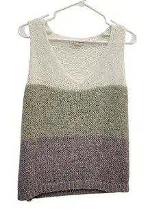 Mystree Colorblock Sleeveless Open Knit Sweater Vest Tank Top Casual Size Medium