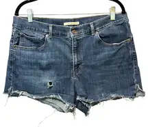 Levi's Cutoff Denim Shorts‎ Sz 16 Distressed Raw Hem Mid Rise Frayed Ripped