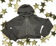 Thick Gray Knit Zip-up Star Hoodie