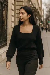 Madewell Womens Melwood Square Neck Balloon Sleeve Pullover Sweater Size XXL