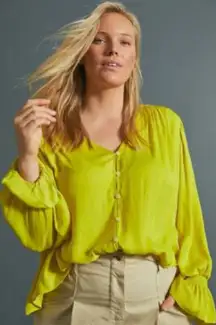 Anthropologie Lime Green Blouse