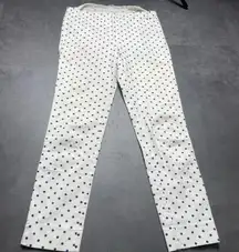 Zara Basic White‎ Knit Pokadot Ankle Pants Womens Size XS F-109