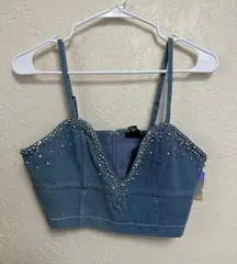 Forever 21 Cropped Jean Tank top