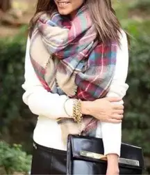 Zara Red and Tan Plaid Blanket Scarf