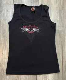 Harley Davidson Tank Top Grand Teton Idaho Falls Roses Wings Graphic Sz M