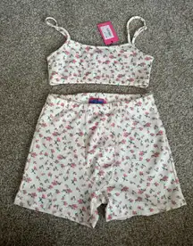 Floral Lounge Shorts And Bra Set