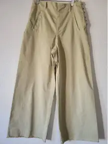 Zara Pants Womens 4 High Rise Relaxed Leg Ankle Length Wide Leg Light Gren Olive