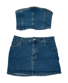 Pacsun LA Hearts Denim Skirt/Tube Top Set