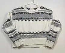 Lucky Brand Cream and Gray Patterned Sweater