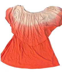 Reba Ombre Rhinestone Off Shoulder Peasant Top Coral White Silver Glitter M NWT