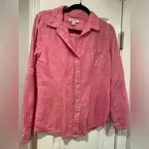 Banana Republic Linen Cotton Long Sleeve Roll Tab Button Down Pink Size Small