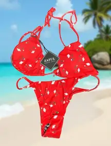 ZAFUL Bikini Sz 4 Womens Ditsy Floral Cheeky Brazilian 2 Pc Swim Bathing Suit