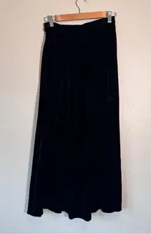 Vintage 90s Black Velvet Maxi Skirt Womens S Silk Blend Witchy Whimsigoth Fall