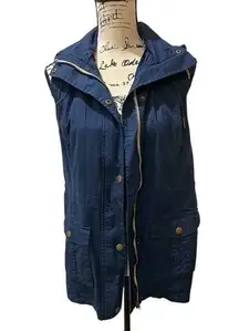 Market & Spruce Hooded Vest Style Jacket Navy Color Adj Waist  New W/Tags Sz Sm