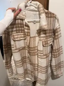 Flannel fleece button up jacket 