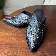 Botkier Women's Trixie Studded Black Western Mules Block Low Heel Leather SIZE 6