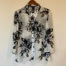 Perceptions New York black and white semi-sheer Blouse, size 18