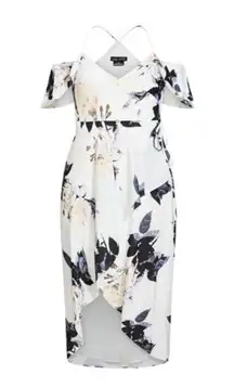City Chic Delicate Floral Cold Shoulder Maxi Dress Large 20 NEW